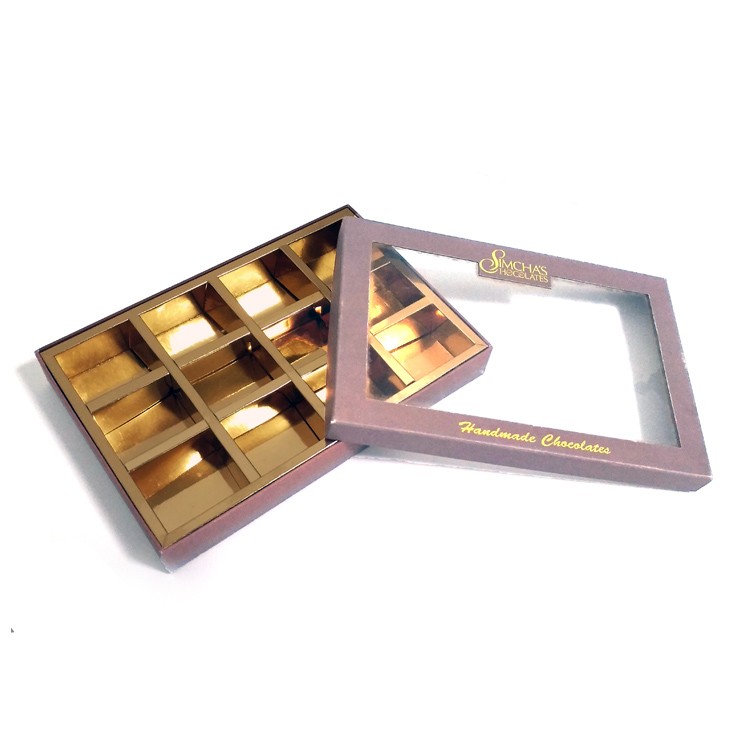 12 compartments golden inlay chocolate box