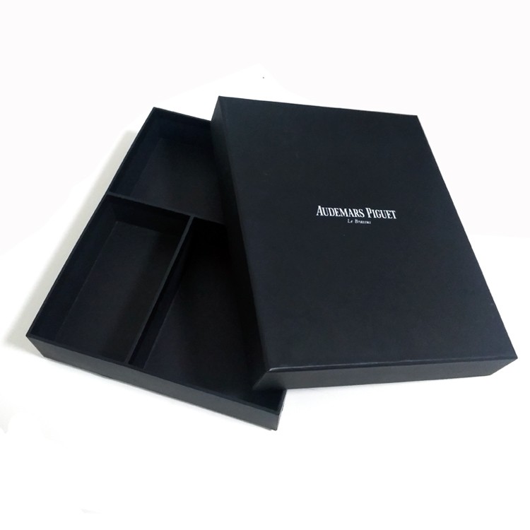 Black gift box with 3-divider