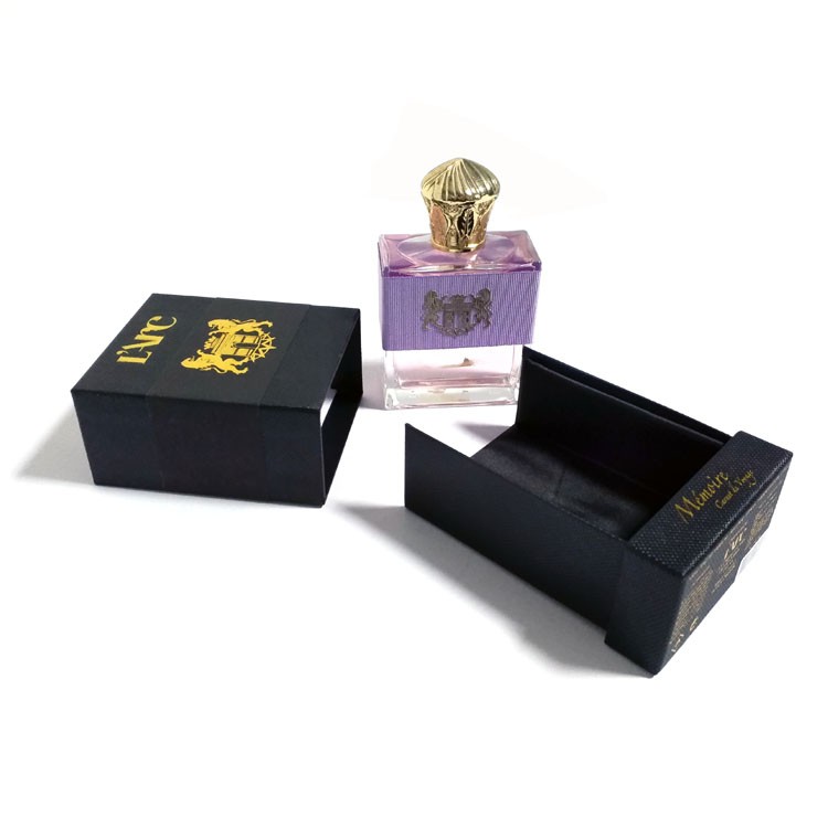 Black perfume box with satin inlay